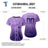 Custom Purple Violet Gradient Button Down Baseball Jersey for Women